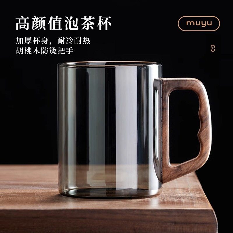 忆壶茶新款玻璃杯带把手办公室泡茶杯绿茶专用杯子耐高温喝水杯子